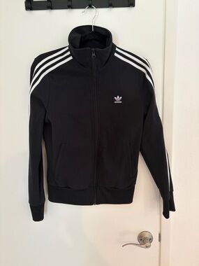 adidas Black Track Jacket with White 3-Stripe Detail